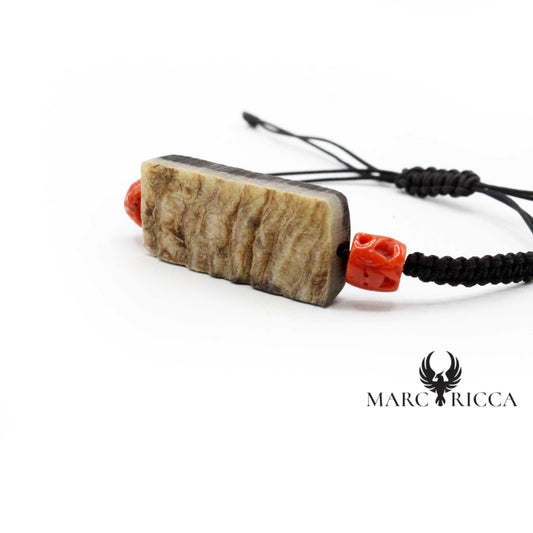 Bracelet Cordon Corne de Bélier & Corail
