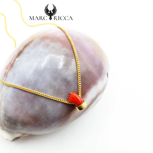 Collier Marc-Ricca Corail Rouge Vermeil ou Argent