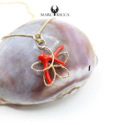 Pendentif Argent Corail étoile Vermeil