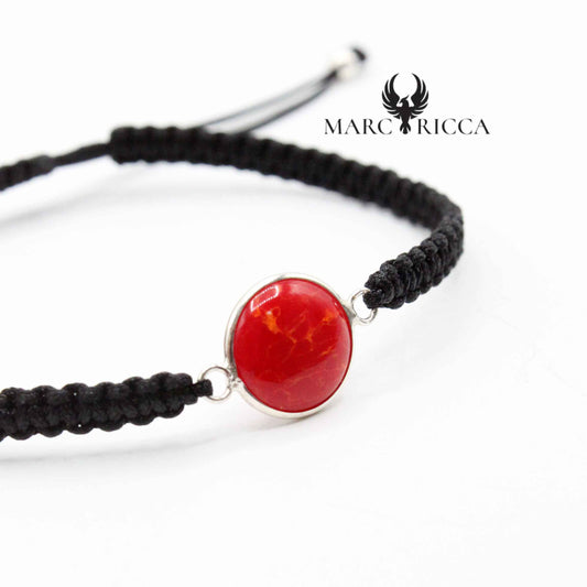 Bracelet Argent Cordon Macramé Gorgone