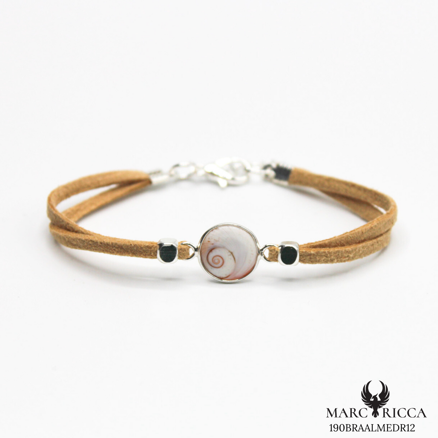 Bracelet en Argent / Vermeil et alcantara avec Œil de Sainte Lucie