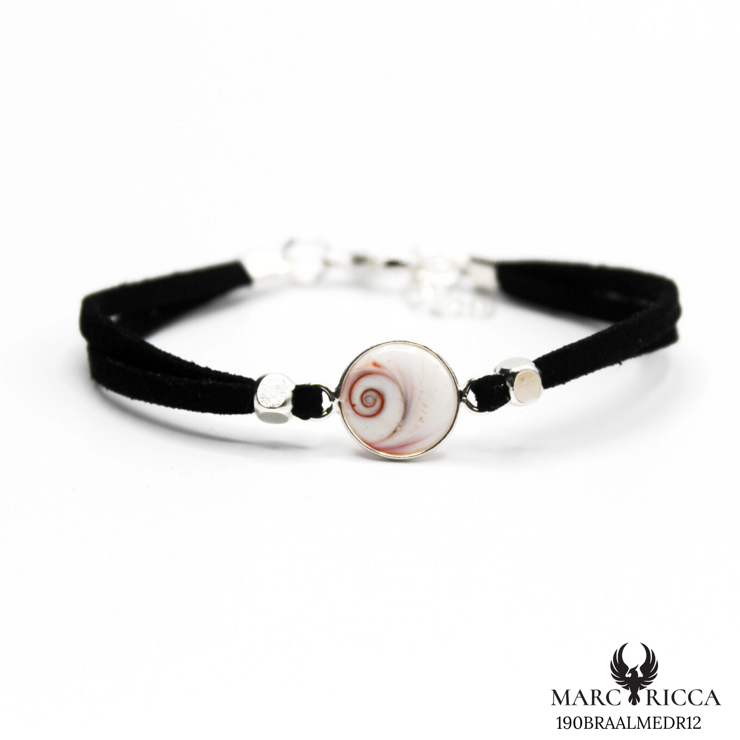 Bracelet en Argent / Vermeil et alcantara avec Œil de Sainte Lucie
