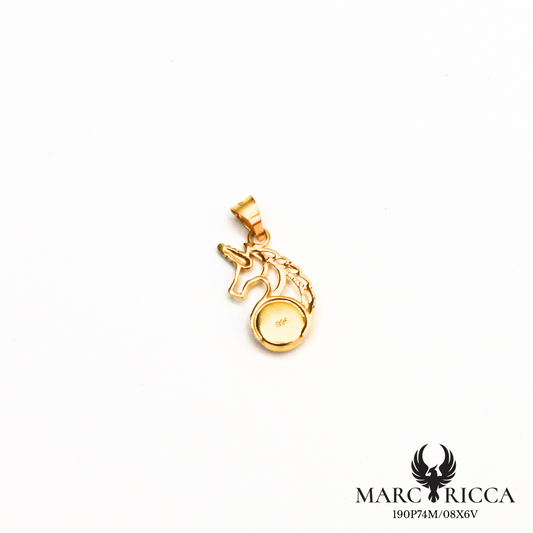 Pendentif licorne en vermeil avec œil de Sainte Lucie