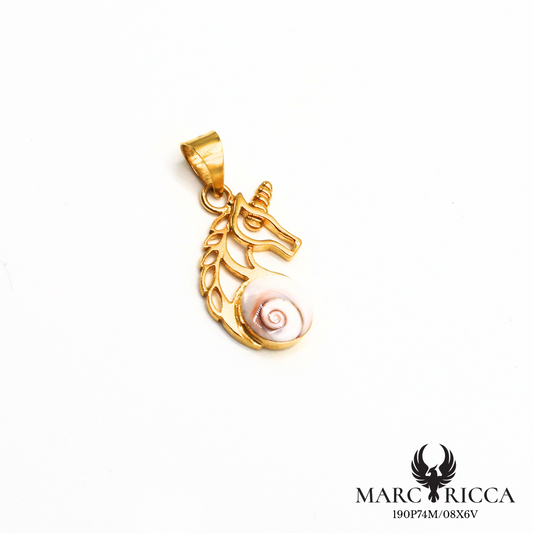 Pendentif licorne en vermeil avec œil de Sainte Lucie