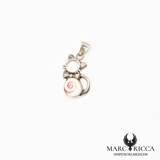 Pendentif chat avec œil de Sainte Lucie en argent ou vermeil