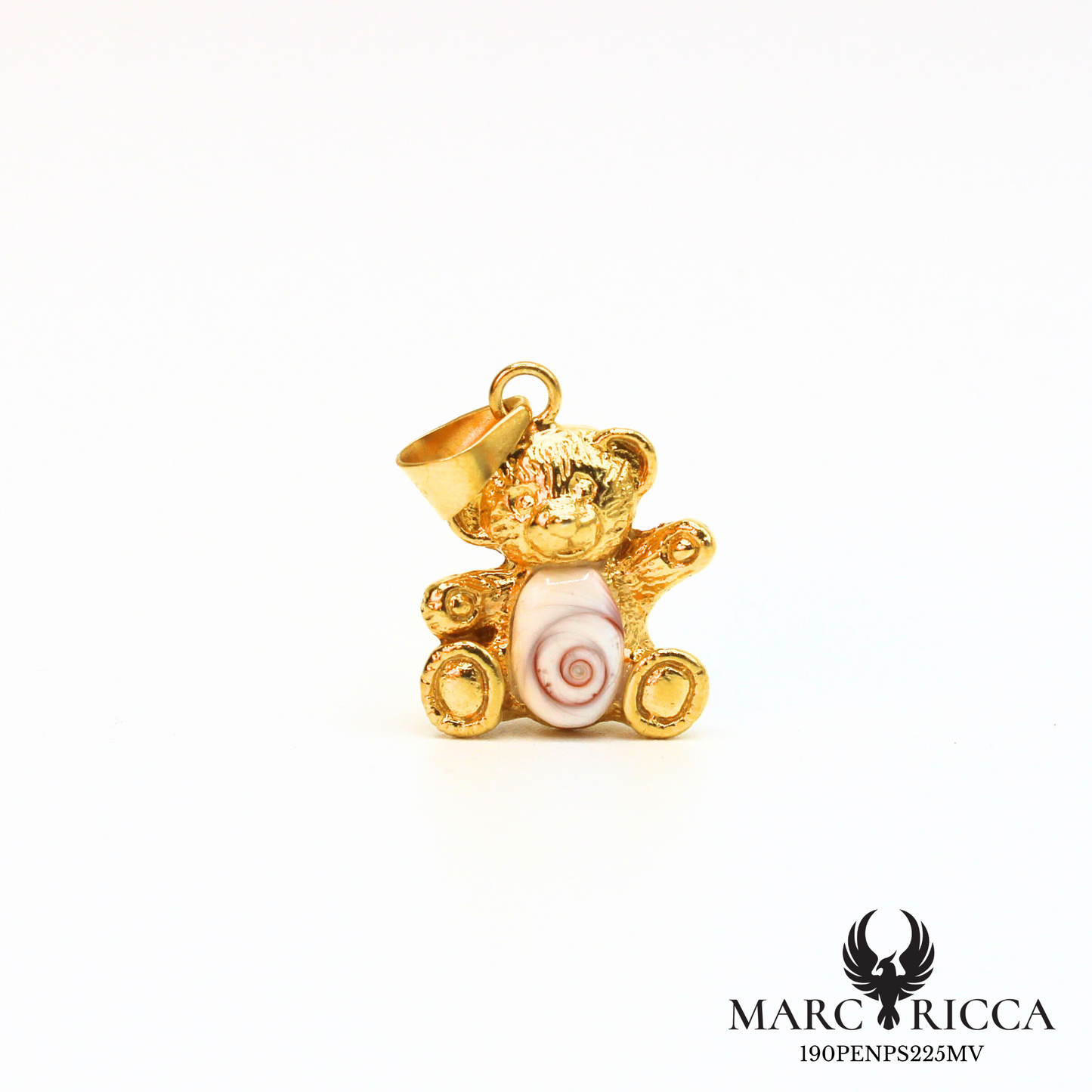 Pendentif ourson avec œil de Sainte-Lucie en argent ou vermeil