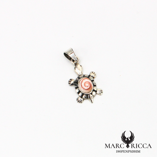 Pendentif tortue avec œil de Sainte Lucie en argent