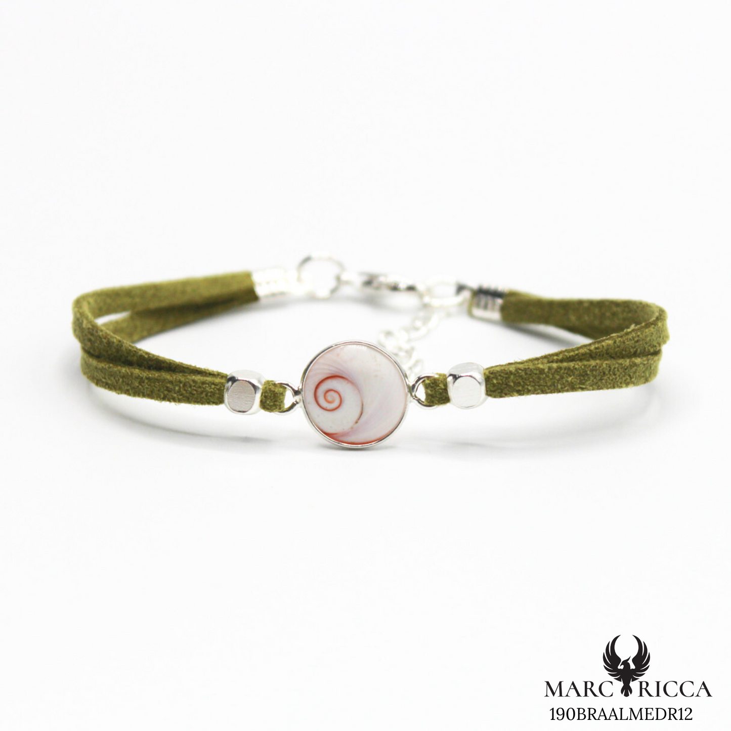 Bracelet en Argent / Vermeil et alcantara avec Œil de Sainte Lucie