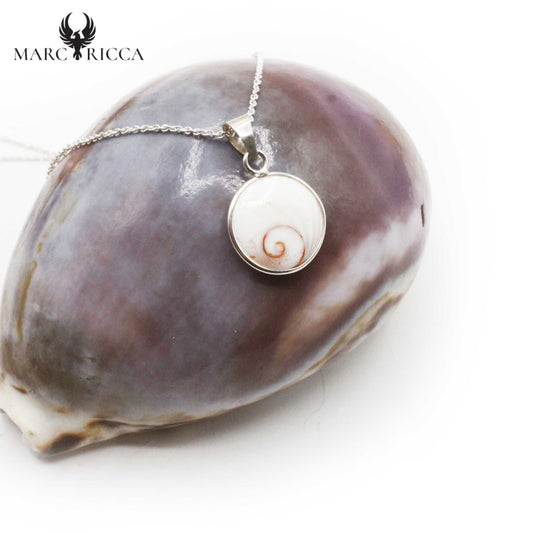 Pendentif Argent Œil de St-Lucie Naturel Rond 1.5cm