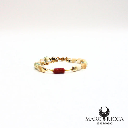 Bracelet nacre et corail en acier