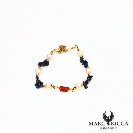 Bracelet en acier perles et corail tube