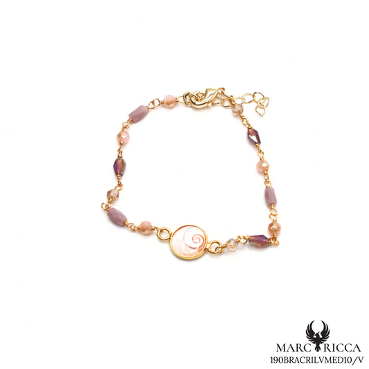 Bracelet perles de cristal avec Œil de Sainte Lucie en Vermeil