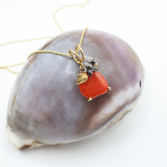 Pendentif Argent Corail Fleur & Feuille