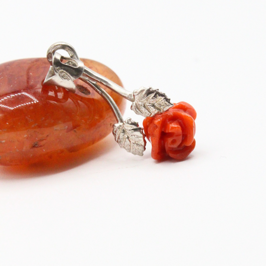 Pendentif Argent Rose en Corail