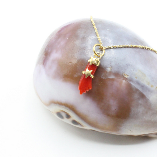 Pendentif Argent Main en Corail Etoiles