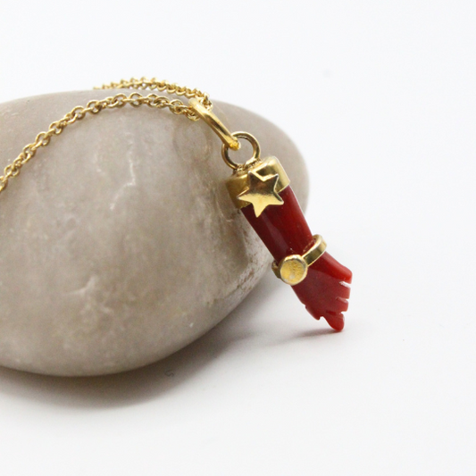Pendentif Argent Main en Corail Etoile