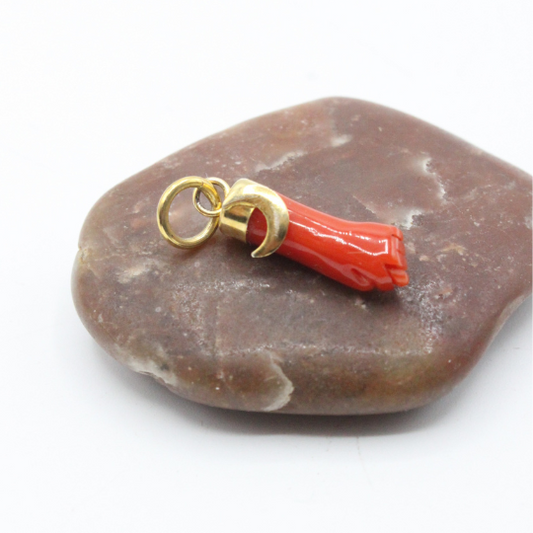 Pendentif Argent Main en Corail Lune