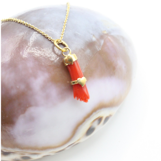Pendentif Argent Main en Corail Coeur