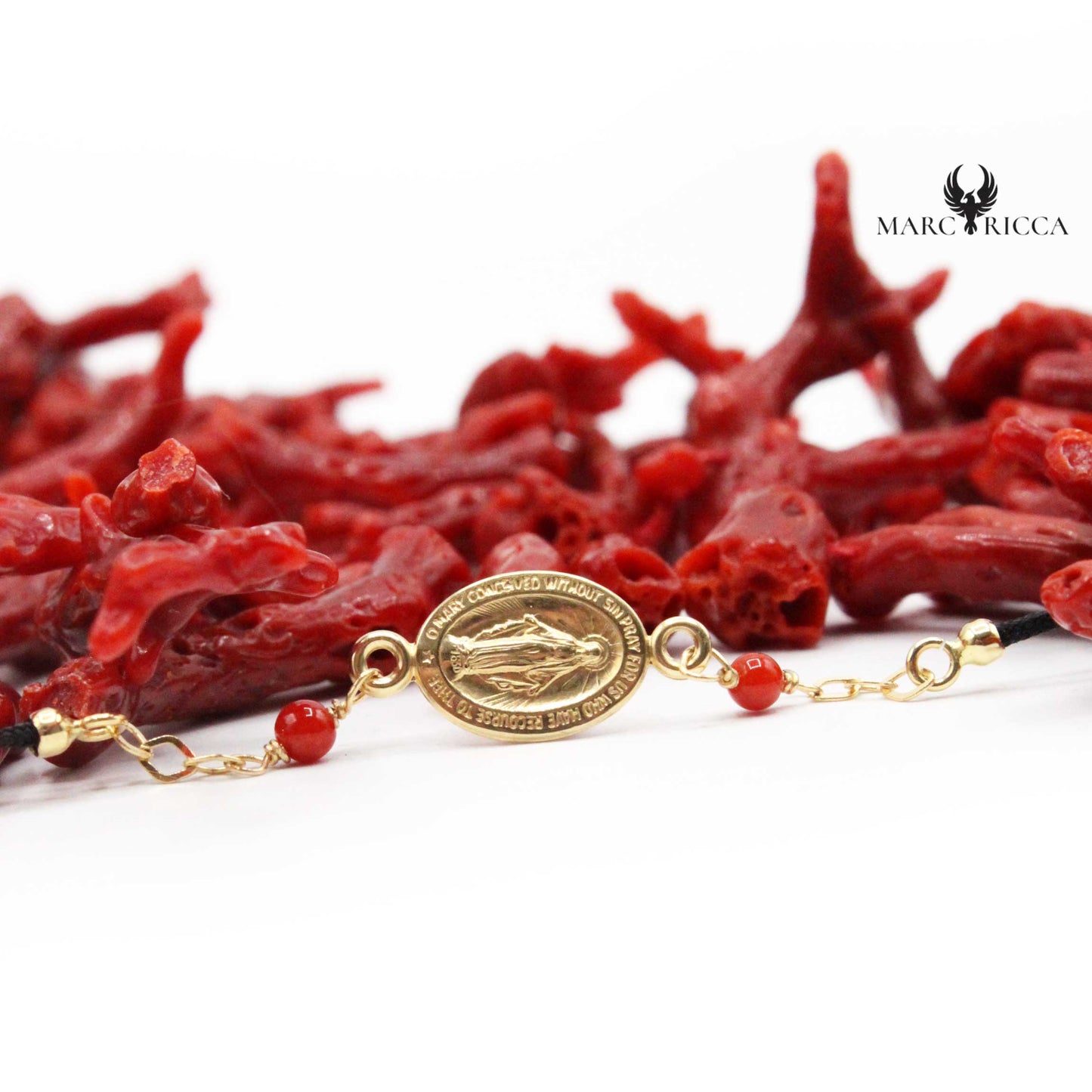 Bracelet Or Cordon Madone & Corail