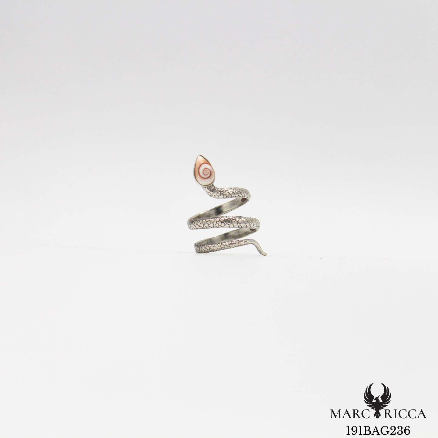 Bague serpent réglable œil de Sainte Lucie et argent