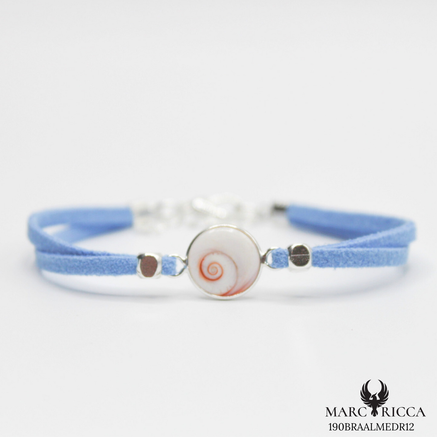 Bracelet en Argent / Vermeil et alcantara avec Œil de Sainte Lucie