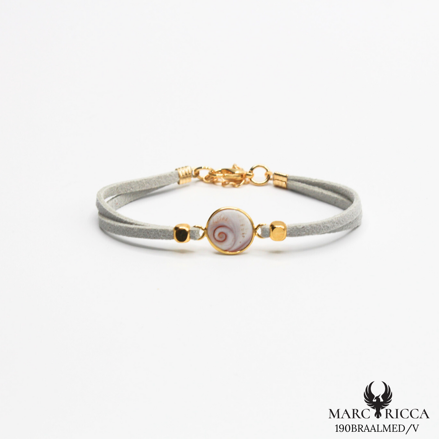 Bracelet en Argent / Vermeil et alcantara avec Œil de Sainte Lucie