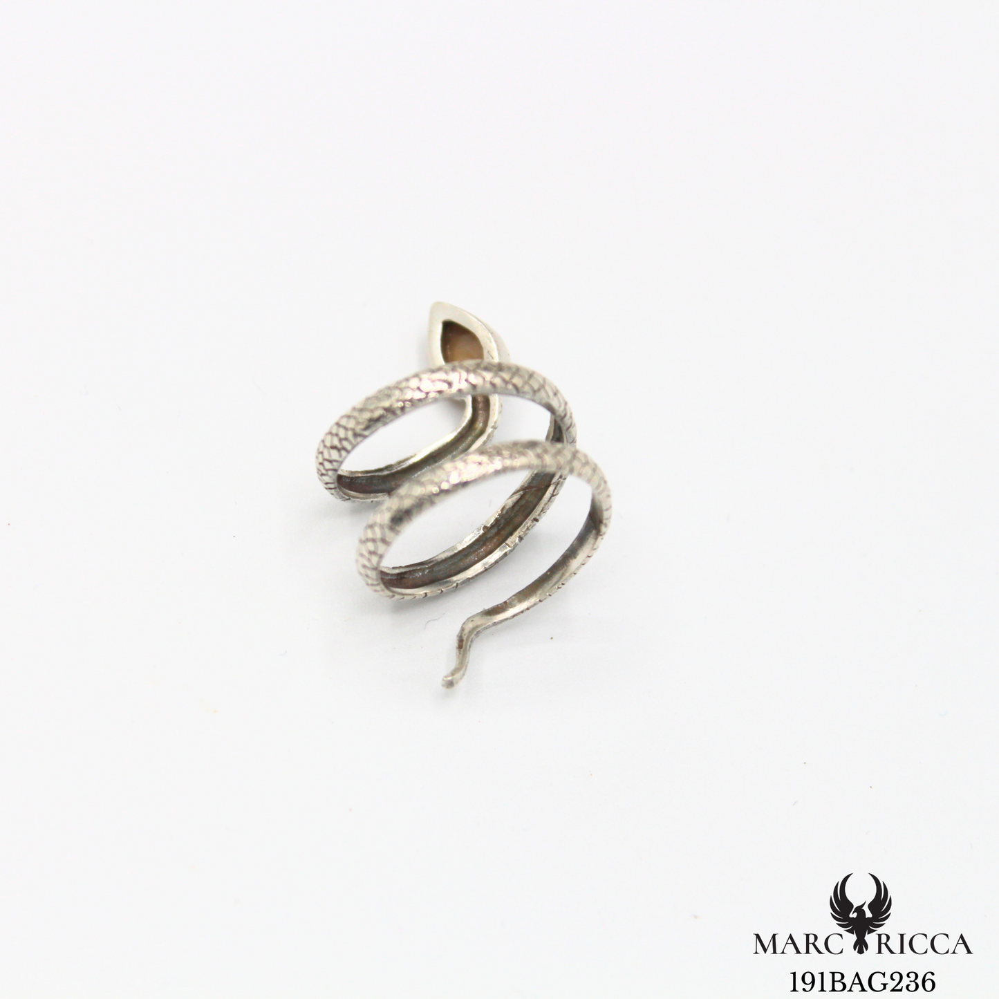 Bague serpent réglable œil de Sainte Lucie et argent