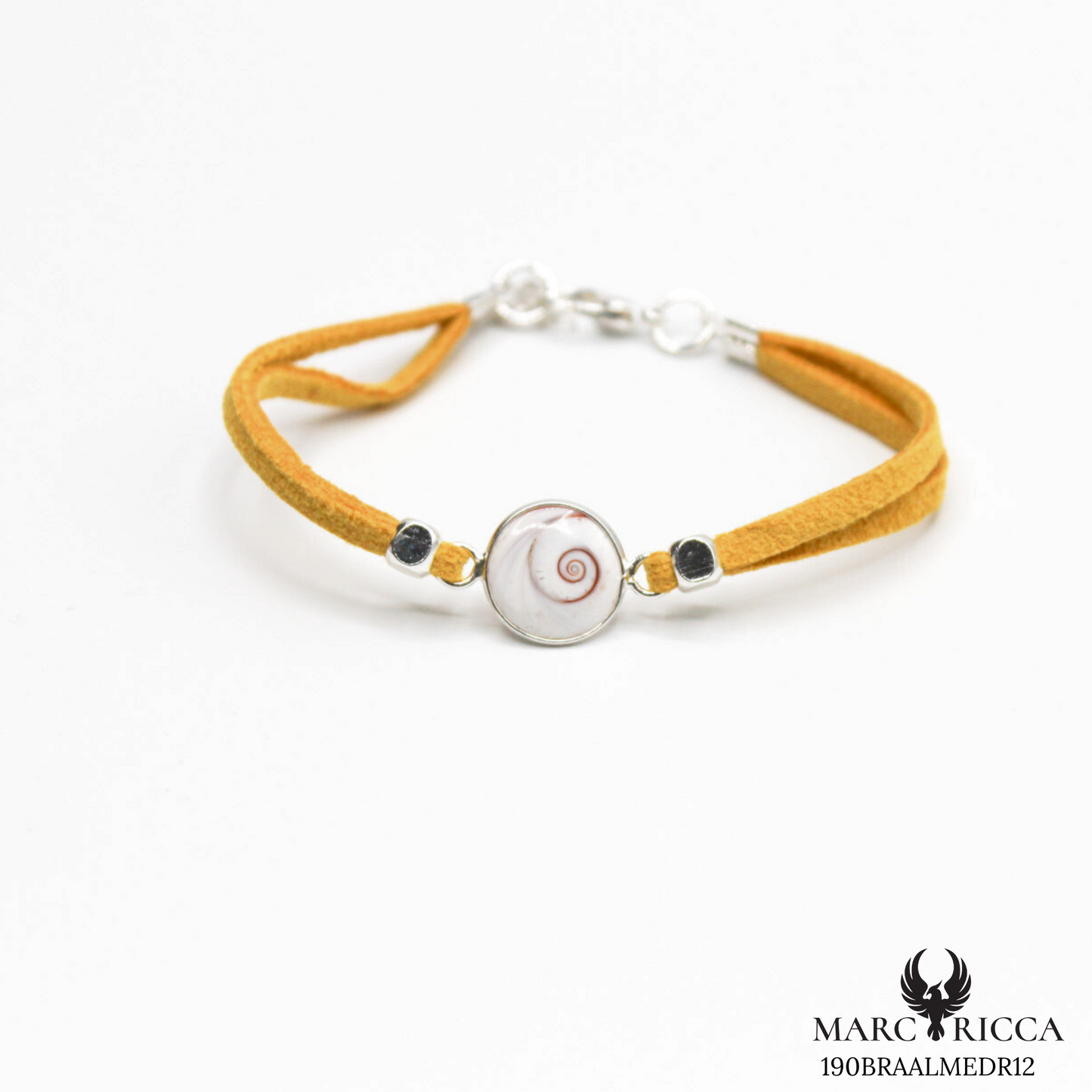 Bracelet en Argent / Vermeil et alcantara avec Œil de Sainte Lucie