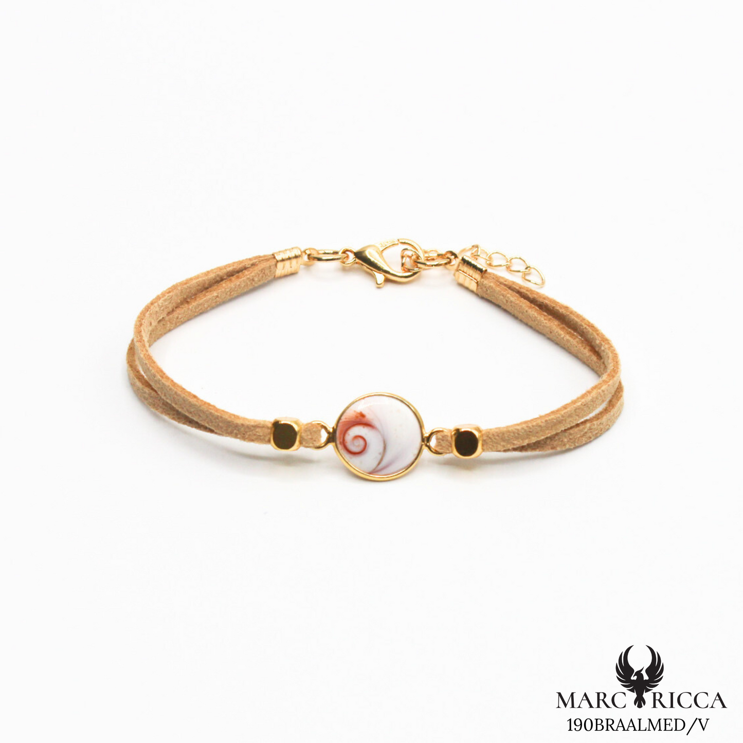 Bracelet en Argent / Vermeil et alcantara avec Œil de Sainte Lucie