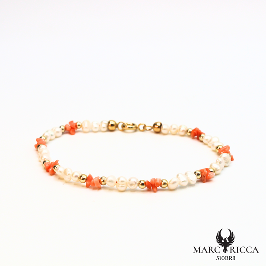 Bracelet Corail rose Cupolino & perles