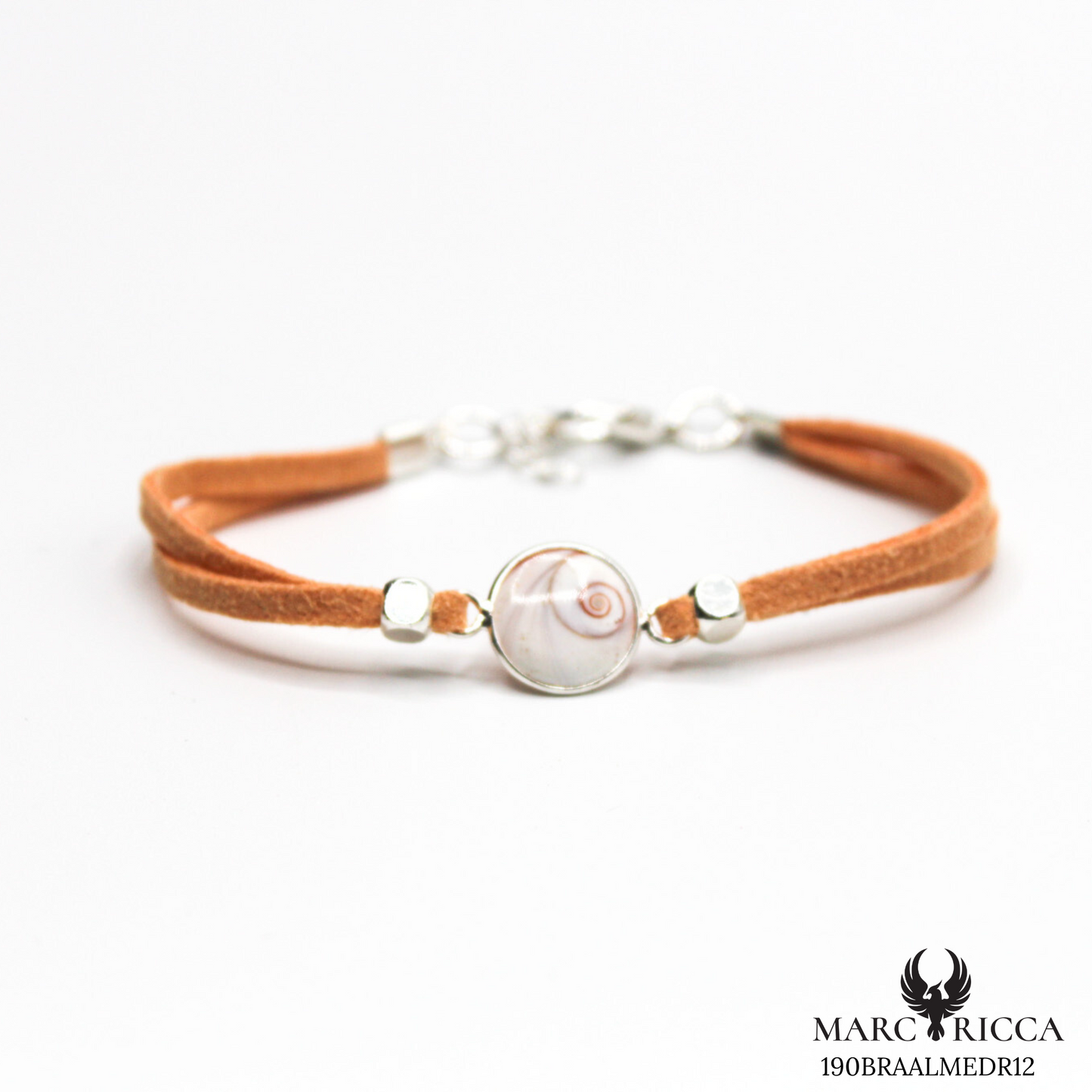 Bracelet en Argent / Vermeil et alcantara avec Œil de Sainte Lucie