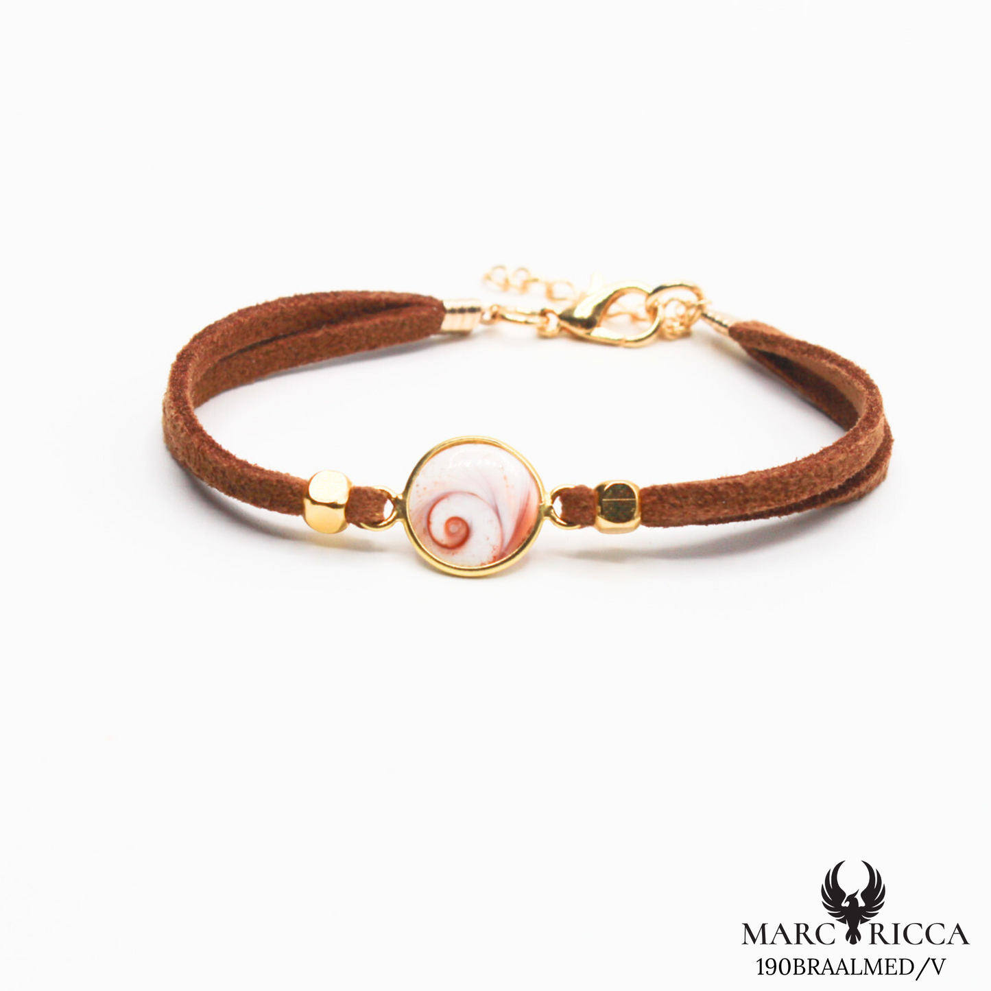 Bracelet en Argent / Vermeil et alcantara avec Œil de Sainte Lucie