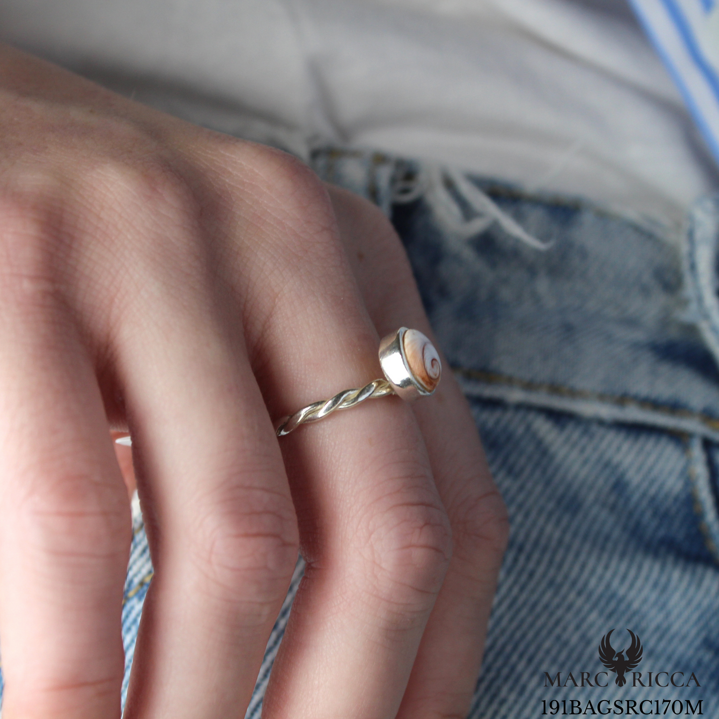 Bague Argent Œil Sainte Lucie Tressée