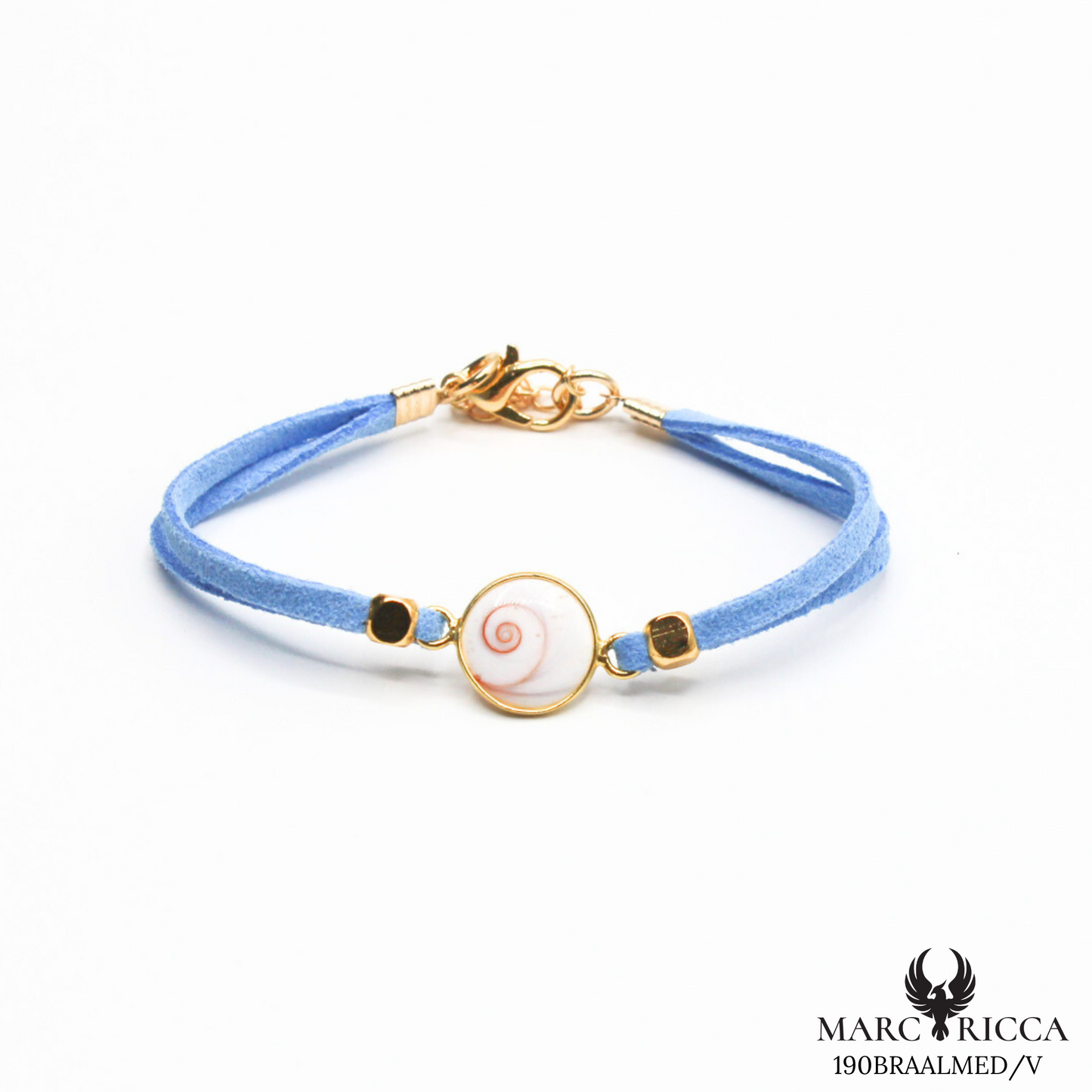 Bracelet en Argent / Vermeil et alcantara avec Œil de Sainte Lucie