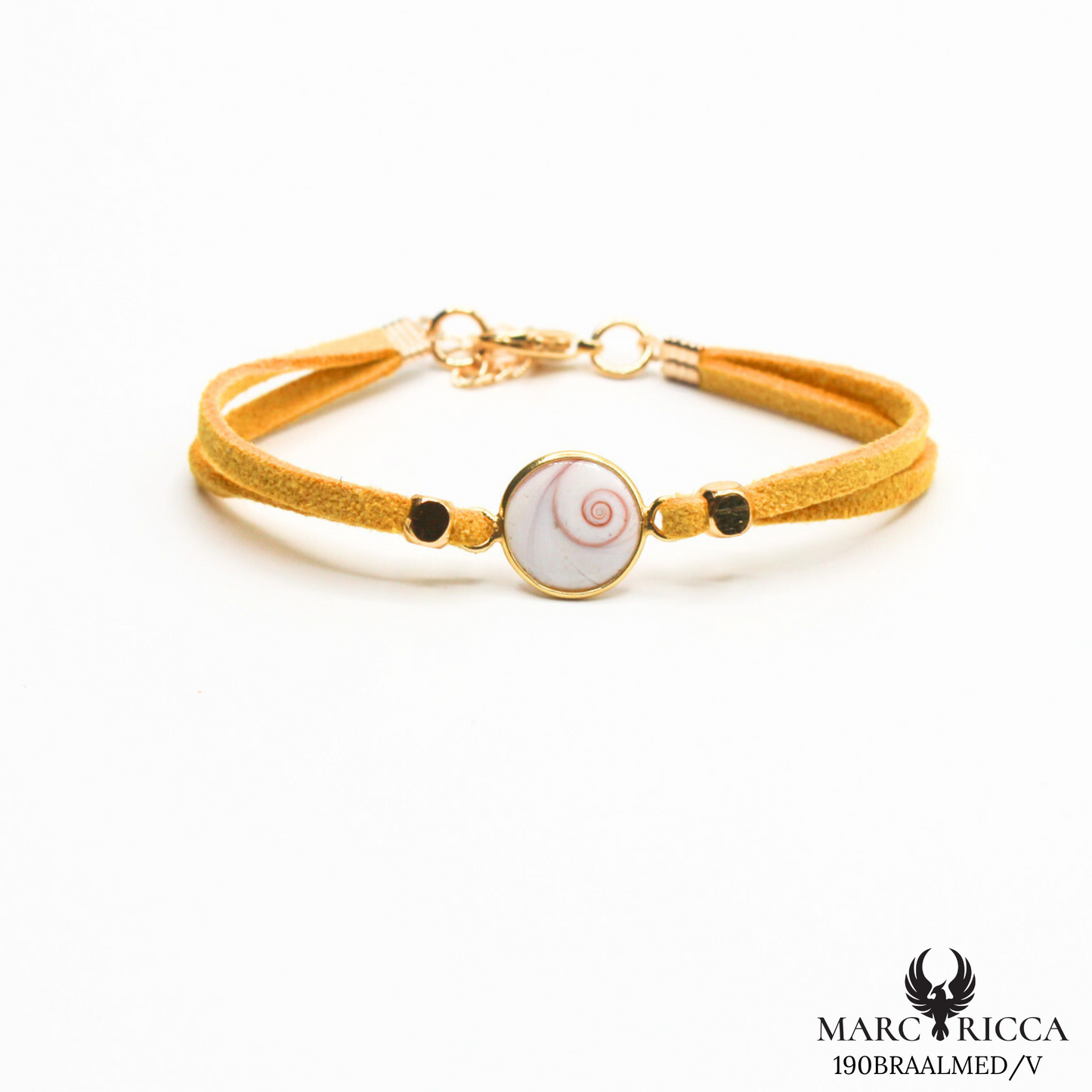 Bracelet en Argent / Vermeil et alcantara avec Œil de Sainte Lucie