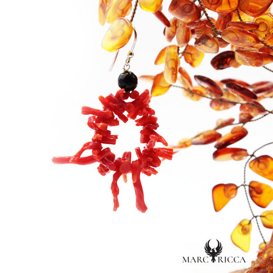 Boucles Argent Franges & Corail