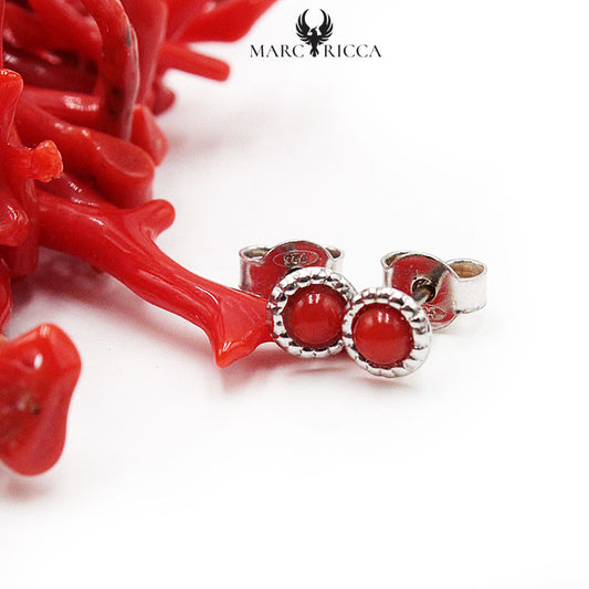 Boucles Argent Rondes Corail