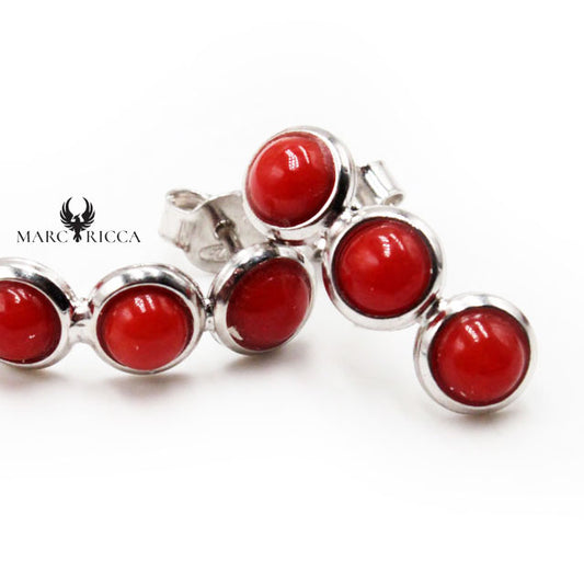 Boucles Argent Corail 3 Cabochons