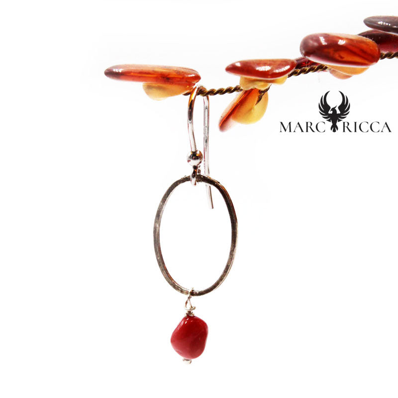 Boucles Argent Ovale & Corail