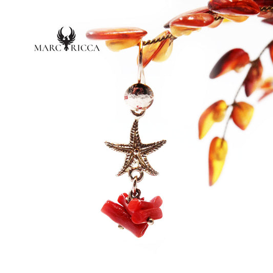 Boucles Argent Corail Rouge Cupolino & Étoile