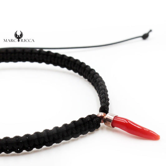 Bracelet Argent Cordon Corne de Corail