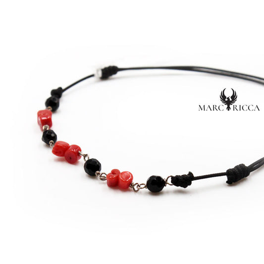 Bracelet Argent Cordon Anneau de Corail
