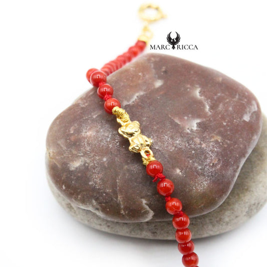 Bracelet Argent Corail Rouge et Nounours