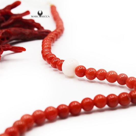 Bracelet Argent Corail Rouge et Blanc