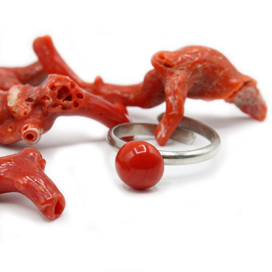 Bague Argent Corail Perle
