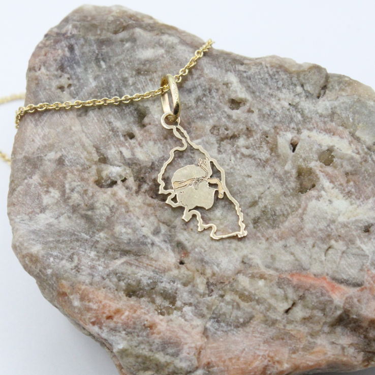 Pendentif Or Corse Creuse & Tête de Maure 18 et 9 Carats