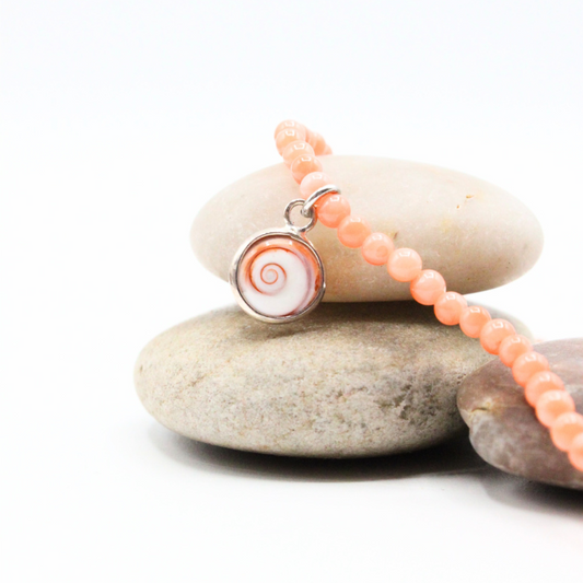 Bracelet Argent Corail Rose 1 œil de St-Lucie