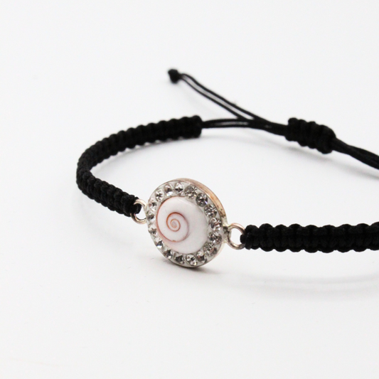 Bracelet Argent Cordon Réglable œil de St-Lucie & Strass