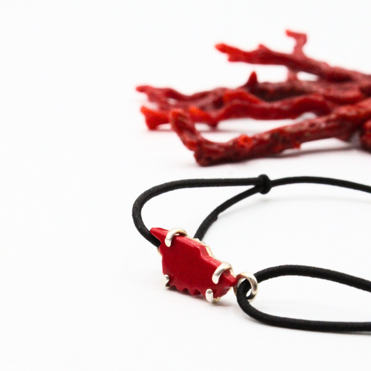 Bracelet Argent Corse Réglable Corail