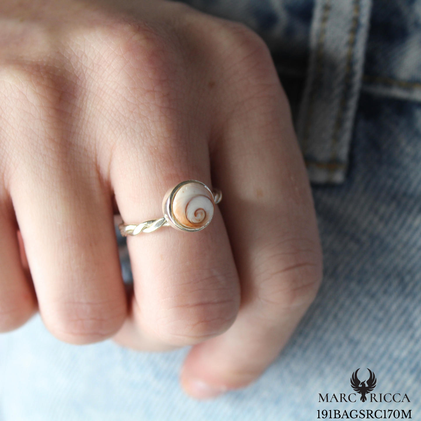 Bague Argent Œil Sainte Lucie Tressée